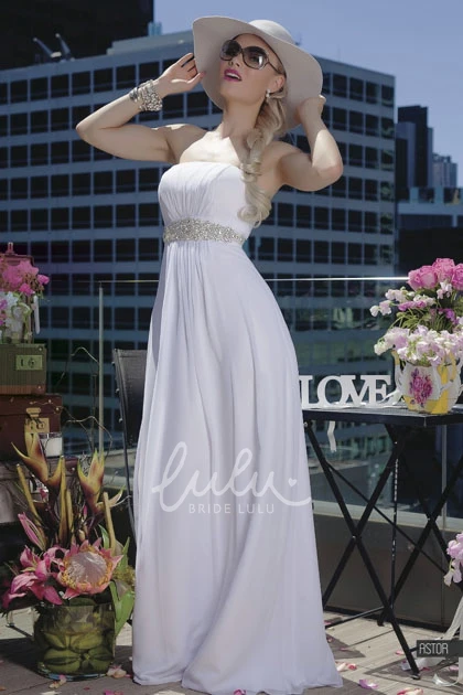 Chiffon Strapless Jeweled Plus Size Wedding Dress with Ruching