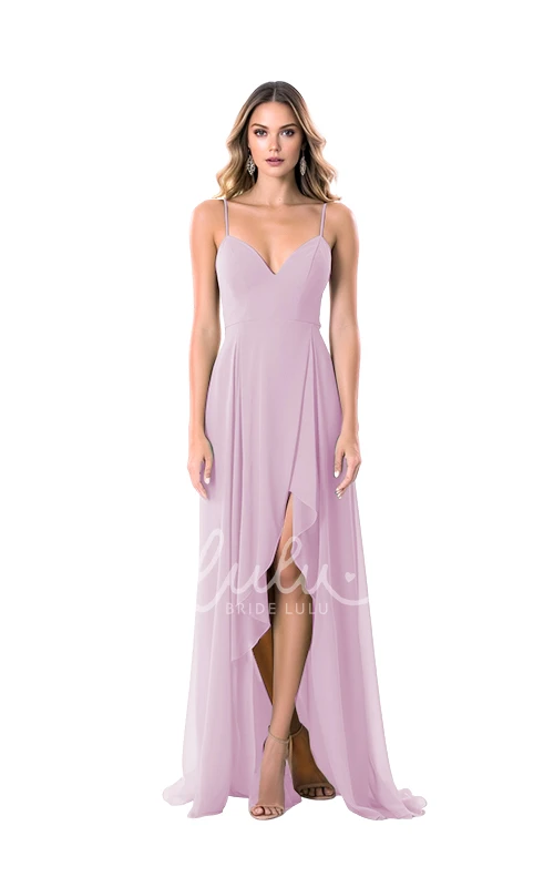 A-Line Chiffon V-neck Bridesmaid Dress with Split Front Modern & Chic