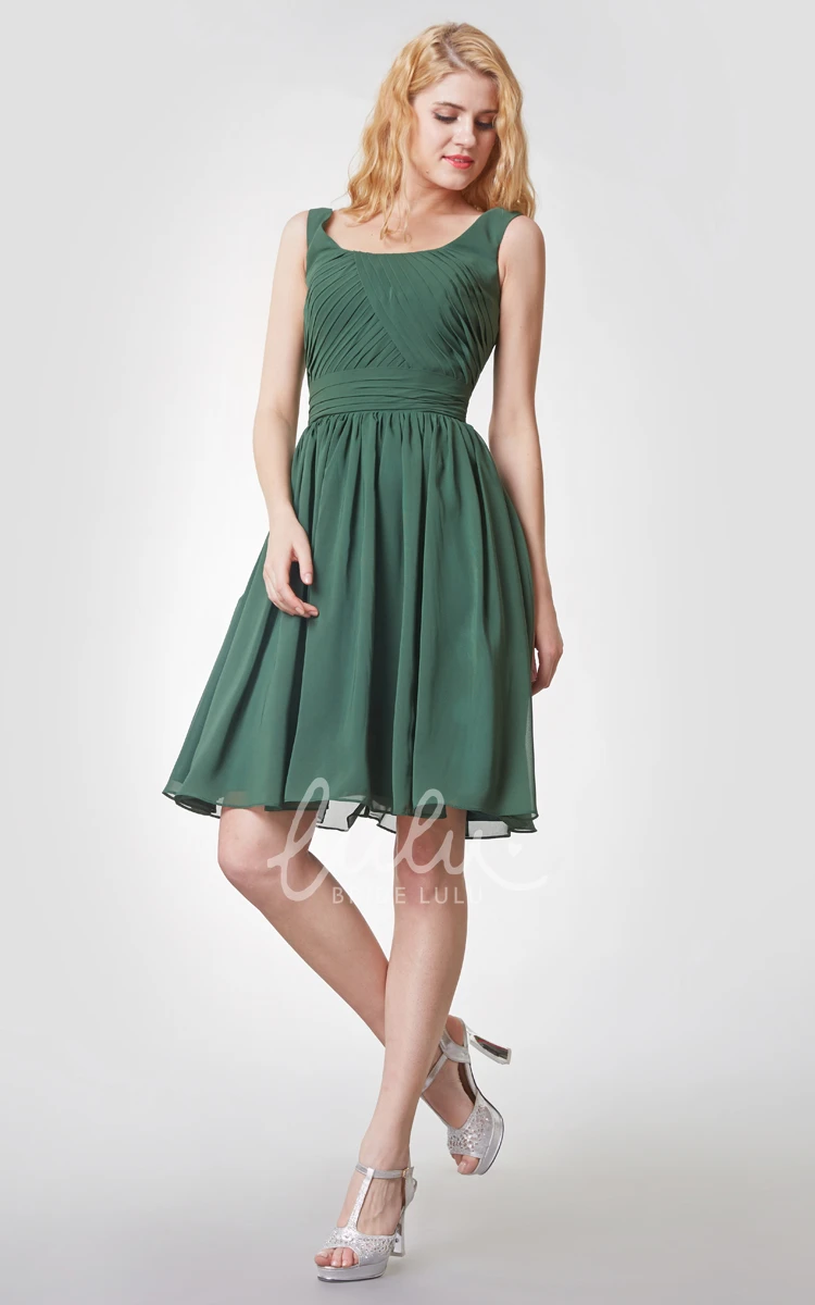 Knee Length Chiffon Bridesmaid Dress with Ruching Classy Sleeveless Bridesmaid Dress