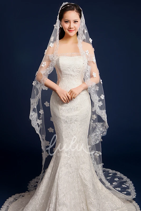 Cathedral Wedding Veil Floral Lace Edge