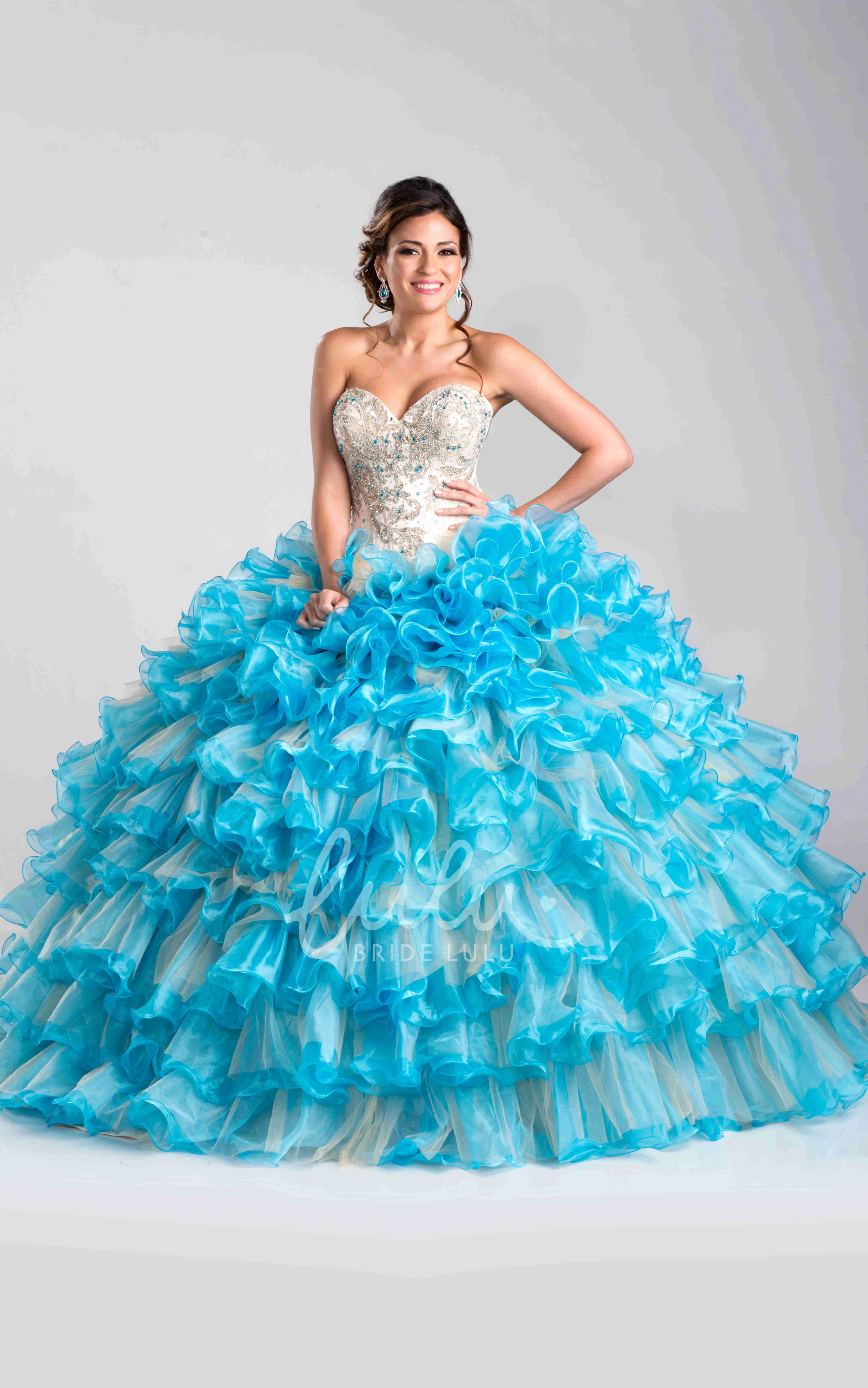 Layered Ruffles Sweetheart Ball Gown with Detachable Cape Formal Dress
