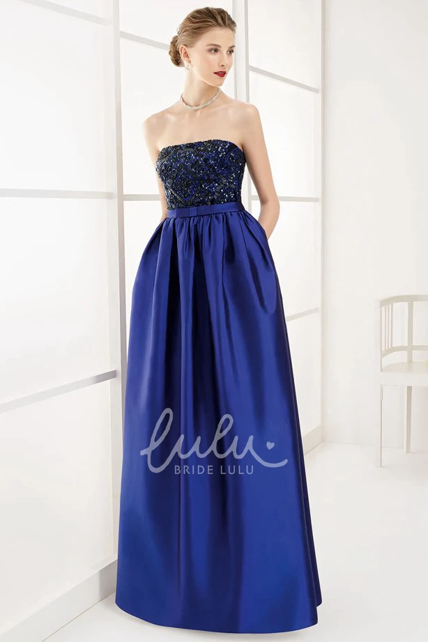 Sequined Lace Bodice A-Line Taffeta Prom Dress Long Formal Dress 2025