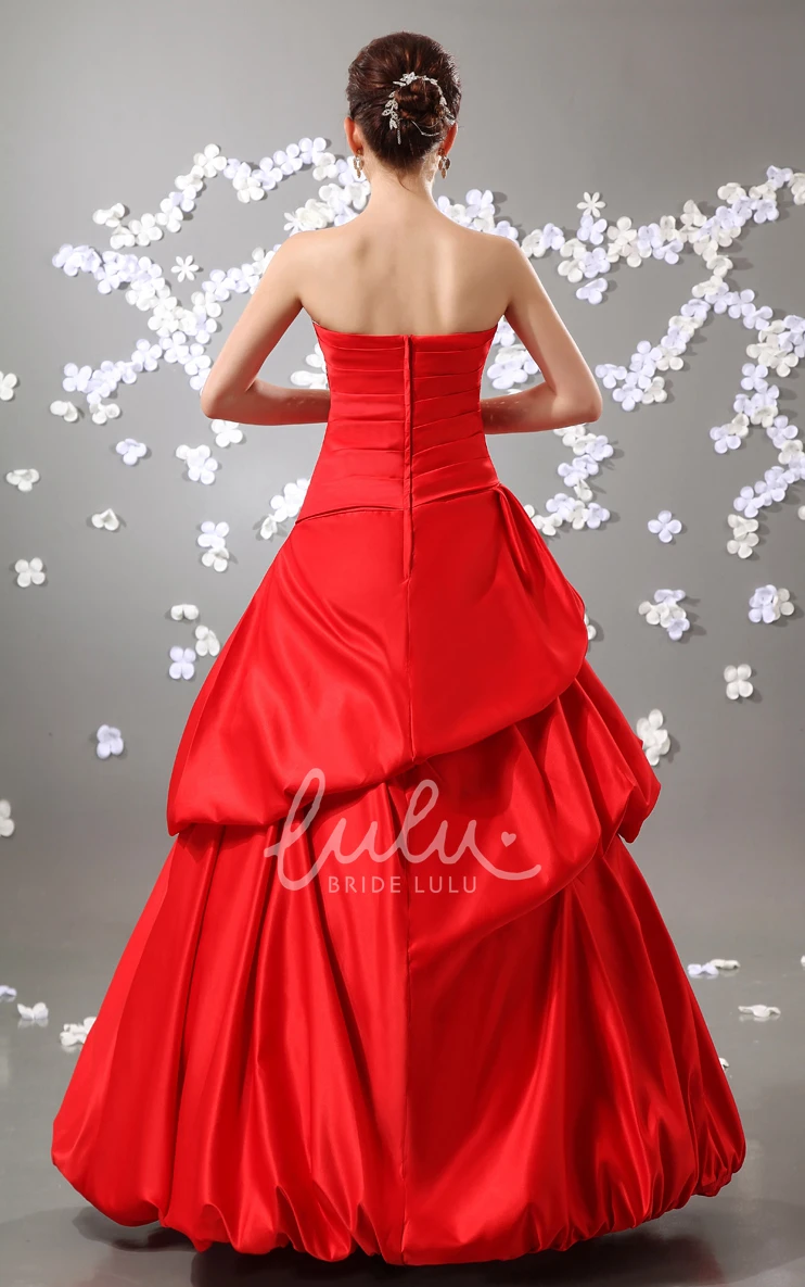 Stunning Strapless Satin Ball Gown Prom Dress with Ruffles Elegant A-Line