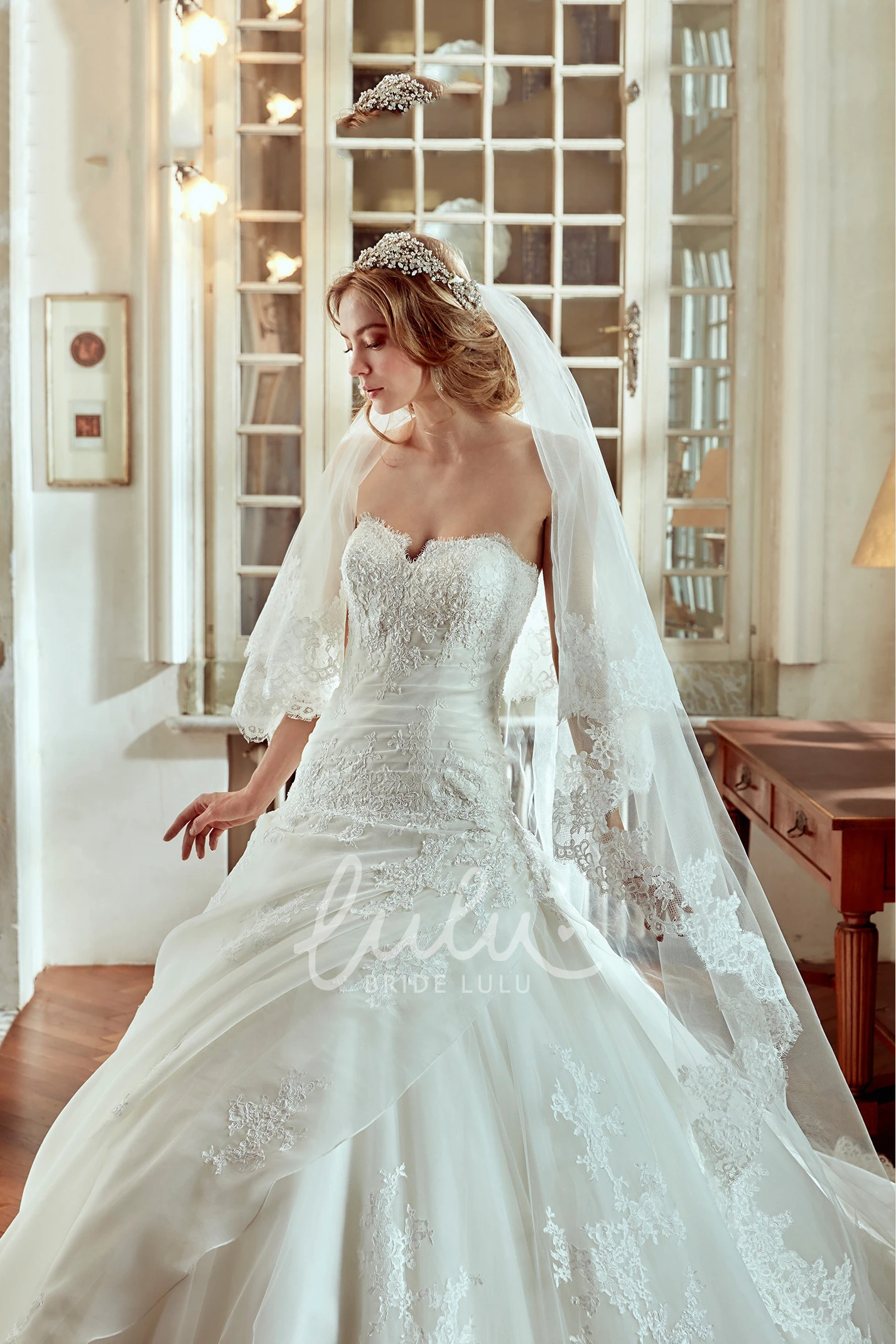 A-line Wedding Dress with Side Draping and Embroidery Unique A-line Wedding Dress with Side Draping