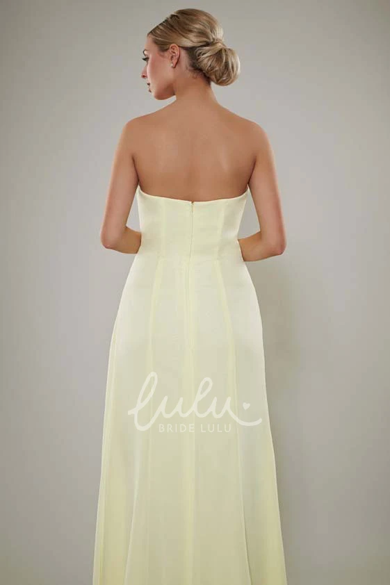 Strapless Ruched Chiffon Bridesmaid Dress Simple and Elegant Dress for Bridesmaids