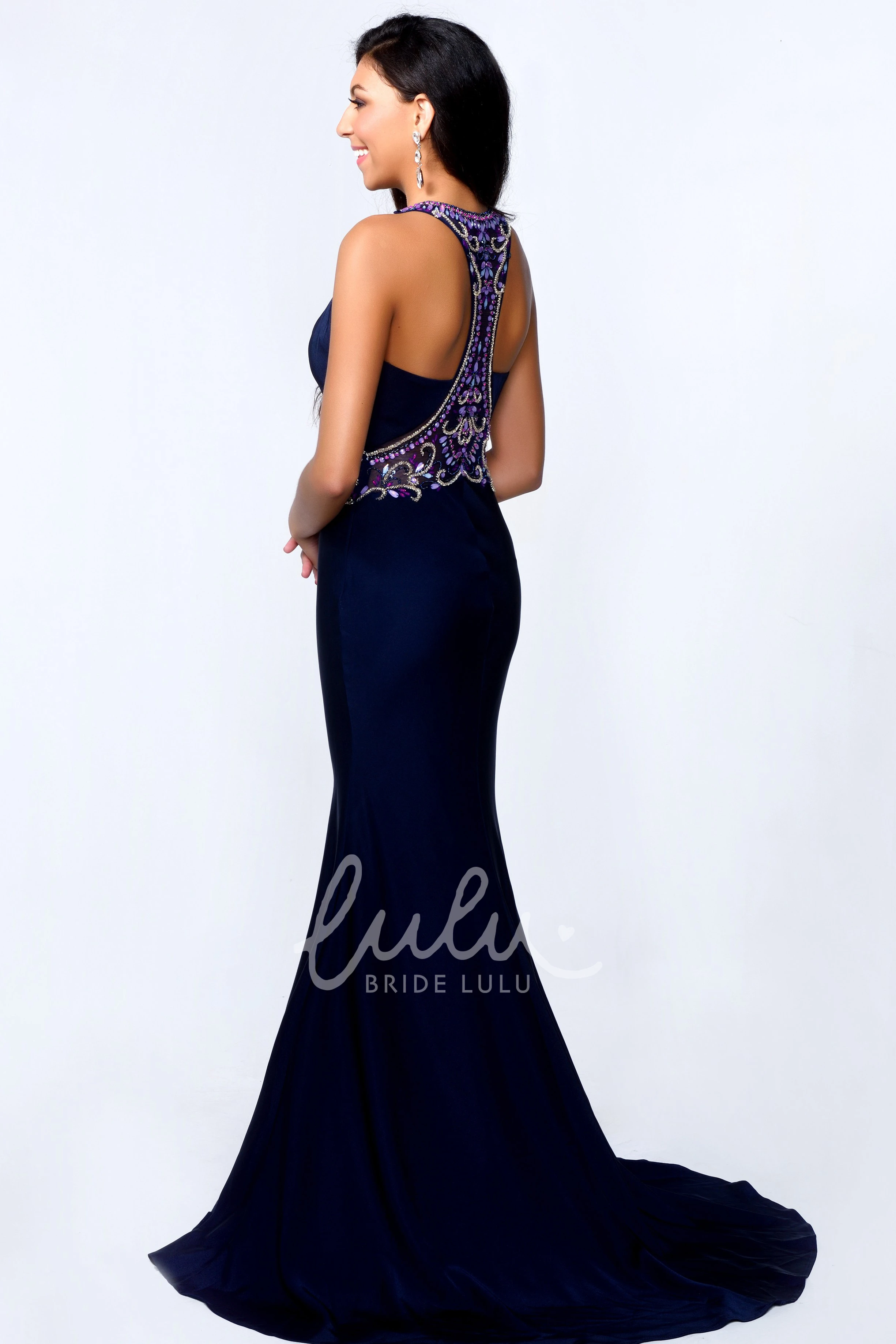 Sleeveless Sheath Jersey Formal Dress with Beading Detail