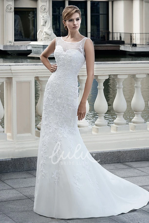 Sleeveless Sheath Lace Wedding Dress with Maxi Length