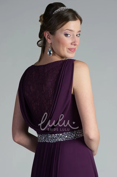 V-Neck Chiffon Bridesmaid Dress with Crystal Straps and Waist Long