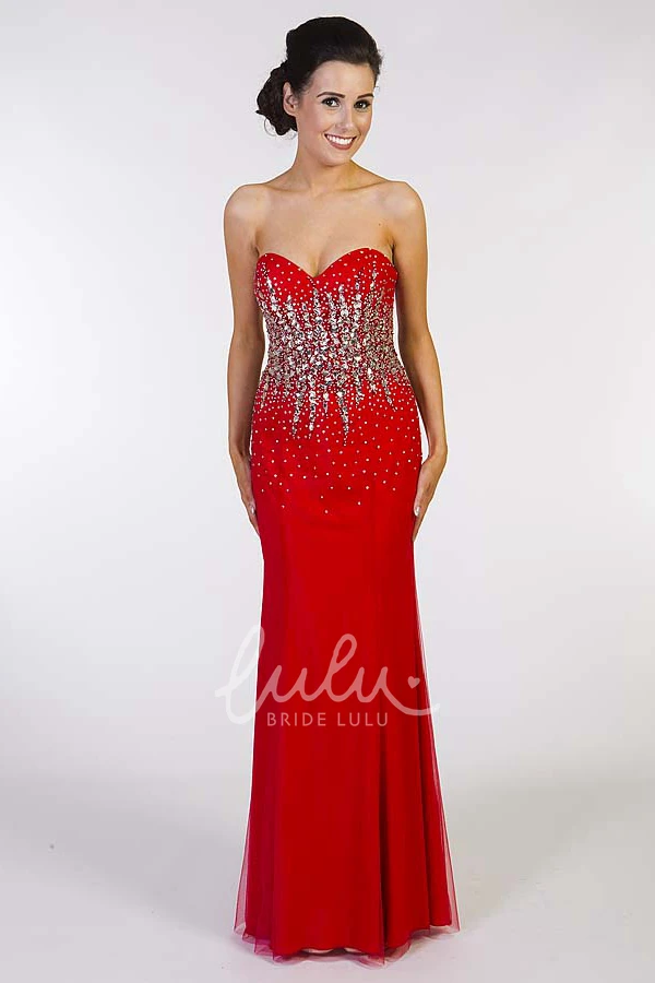 Long Crystal Sheath Sleeveless Sweetheart Prom Dress with Corset Back Modern Jersey Gown