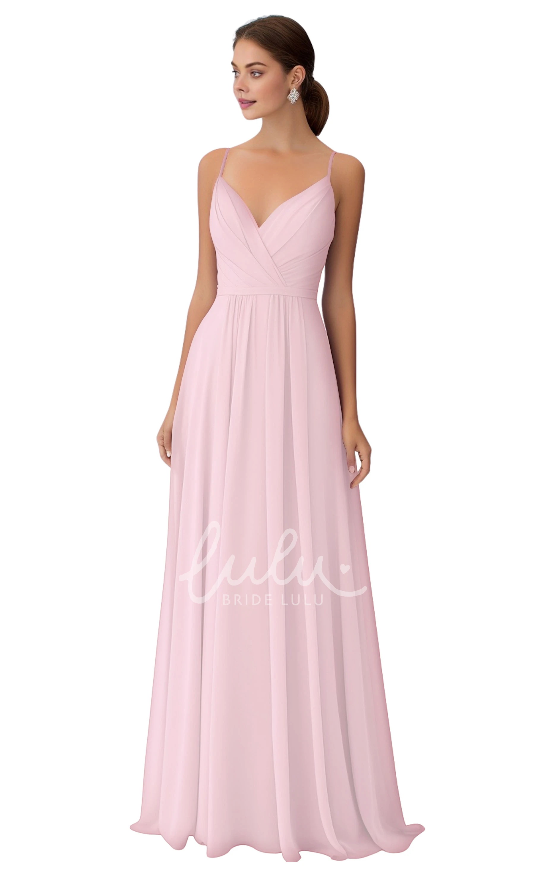 V-neck A-Line Chiffon Bridesmaid Dress Bohemian and Unique
