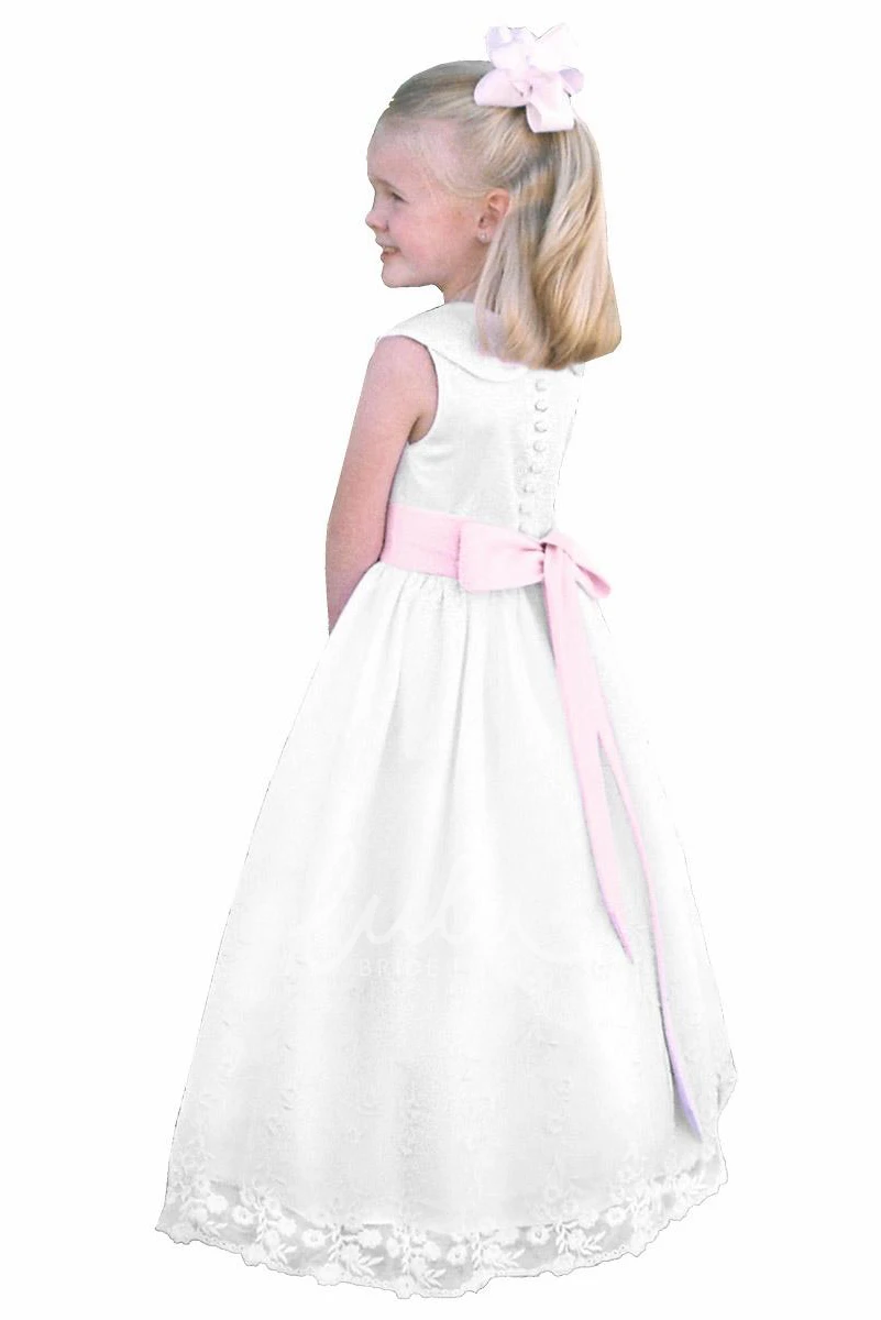 Simple and Chic Natural Satin Sleeveless Flower Girl Dress
