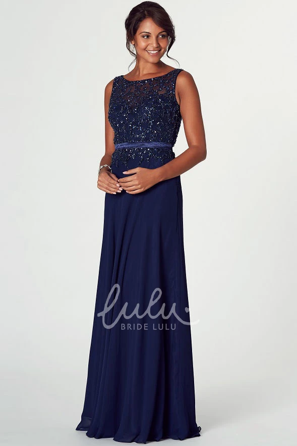 Beaded Sleeveless Mermaid Prom Dress with Bateau Neckline