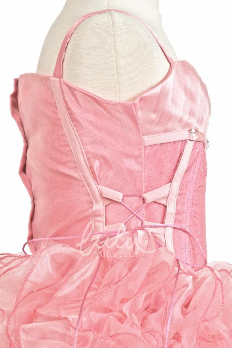 Ruffled Spaghetti Strap Flower Girl Dress in Long Length