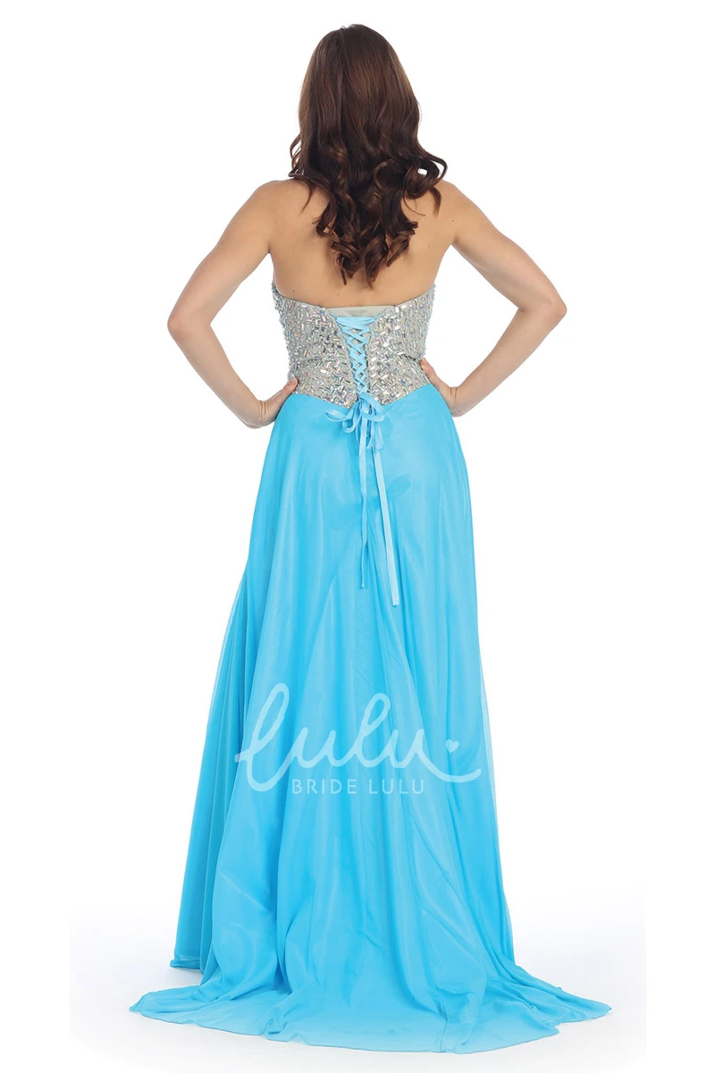 Elegant Chiffon Formal Dress with Corset Back and Split Front