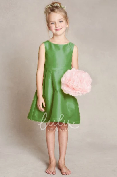 Satin Flower Girl Dress A-Line Sleeveless Scoop Neck Bow