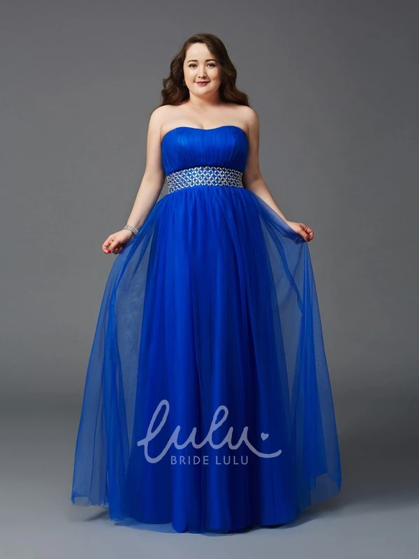 Strapless A-line Tulle Formal Dress with Ruched Waist and Low-V Back