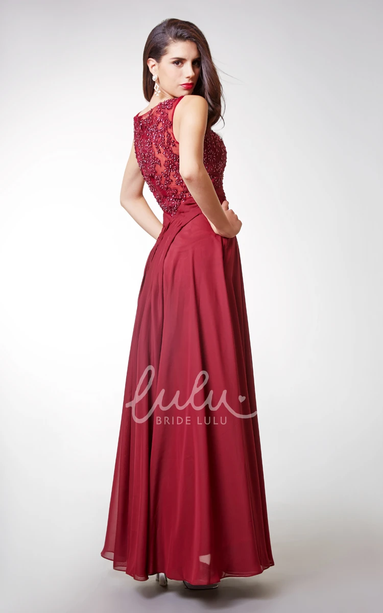 Beaded Chiffon A-Line Prom Dress Long