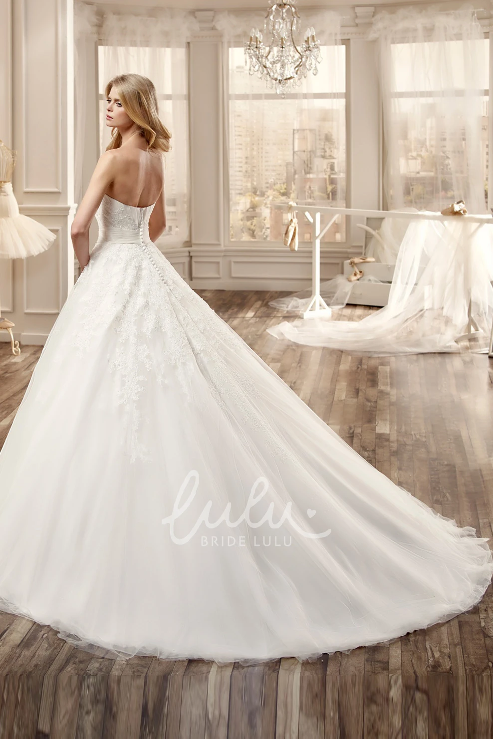 Side Floral Waist Sweetheart Ruching Long Wedding Dress