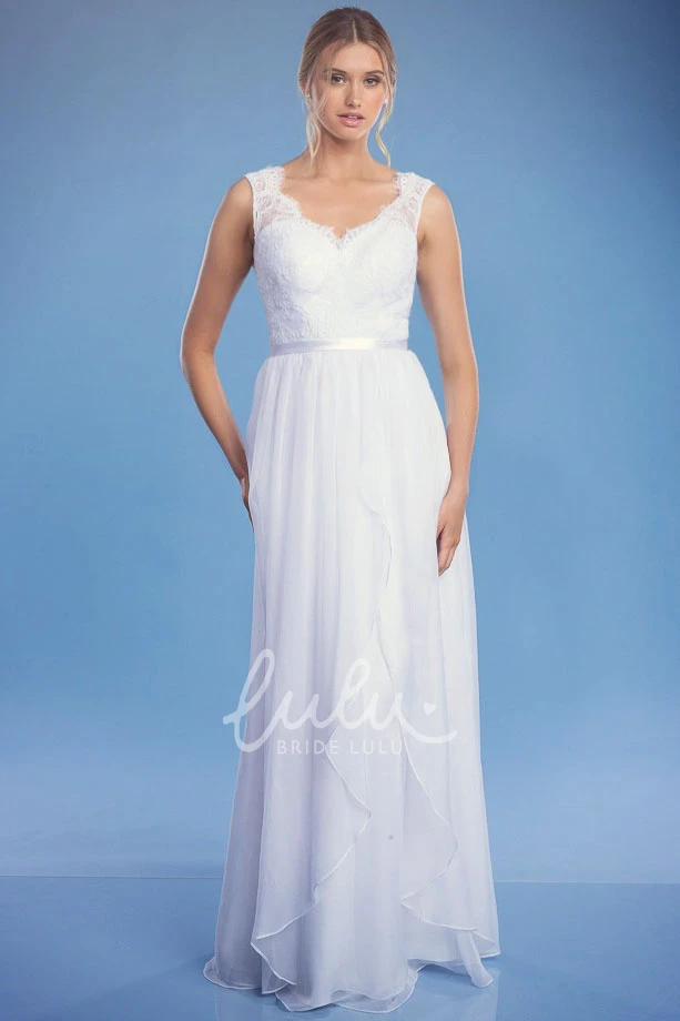 Sleeveless Lace Wedding Dress with Draping Sheath Style