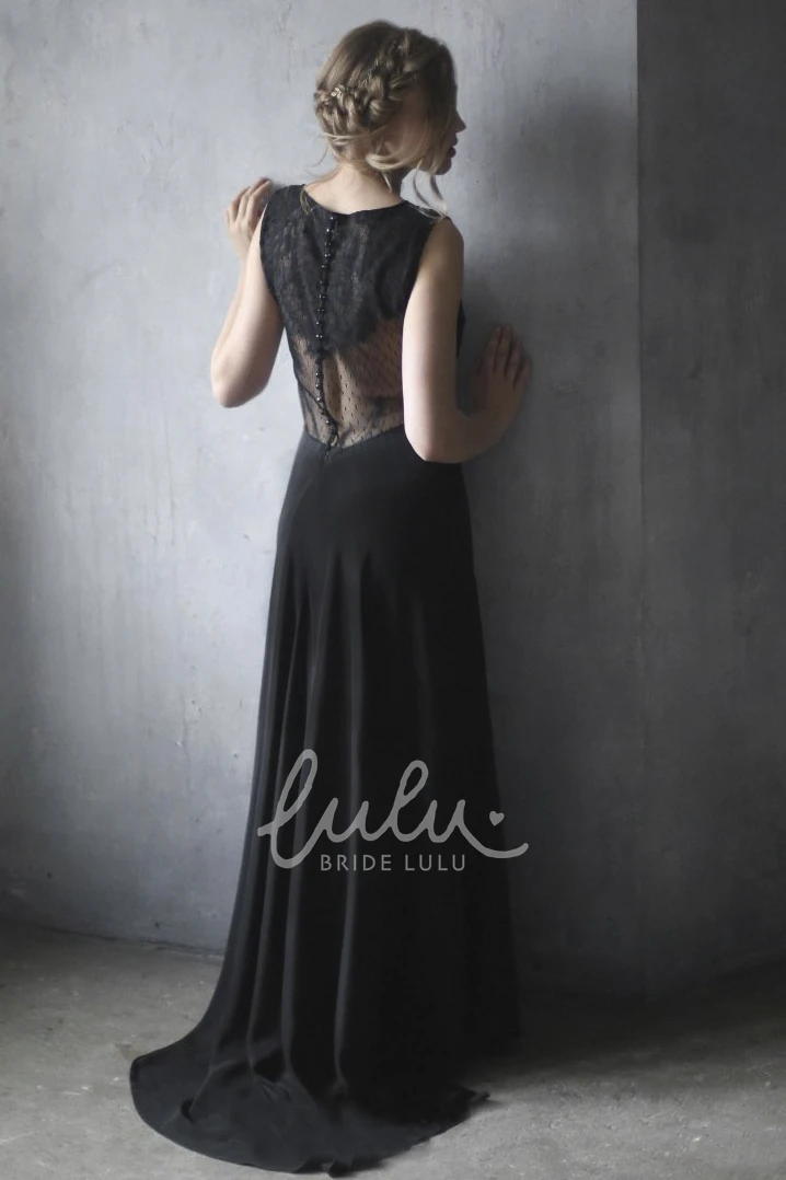 Elegant Chiffon Lace Sheath Wedding Gown with Illusion Back