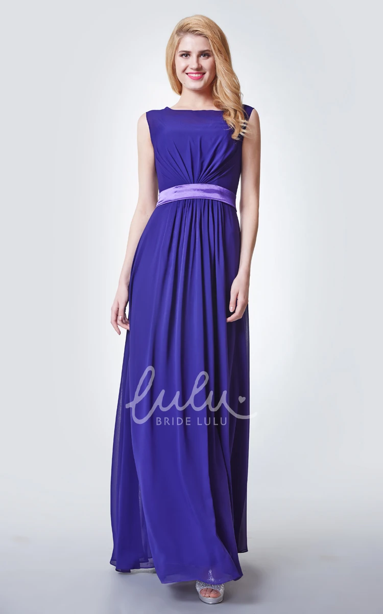 A-line Chiffon Bridesmaid Dress with Illusion Neckline