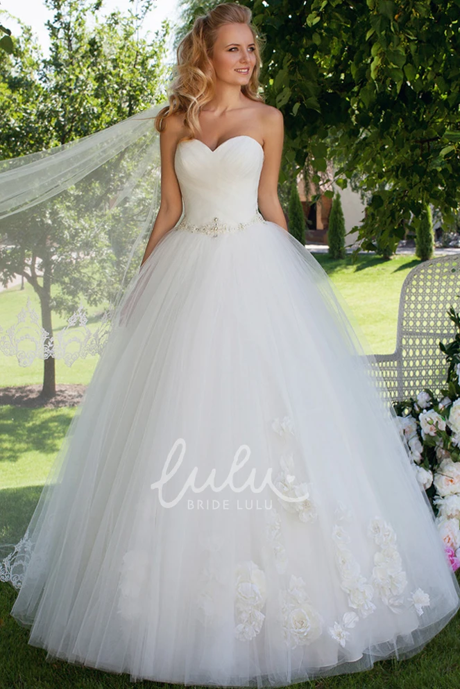 Long Jeweled Tulle Wedding Dress Sweetheart Criss-Cross