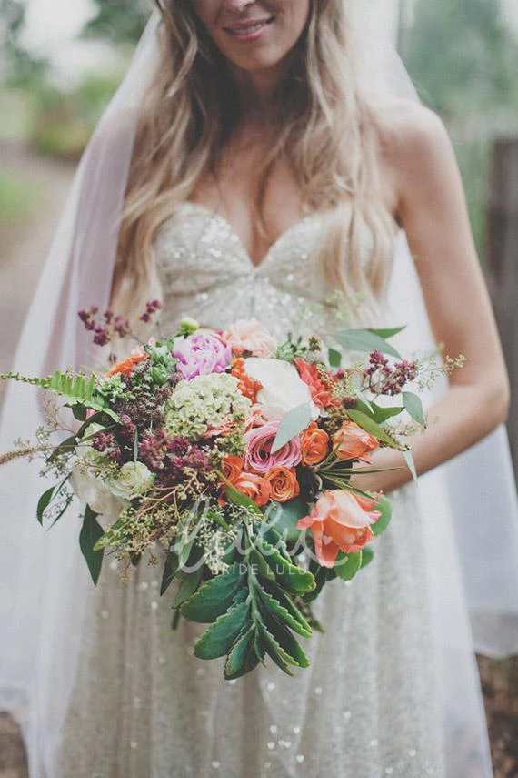 Spaghetti Strap Sleeveless Wedding Dress Glamorous Sequined Floor-length Women