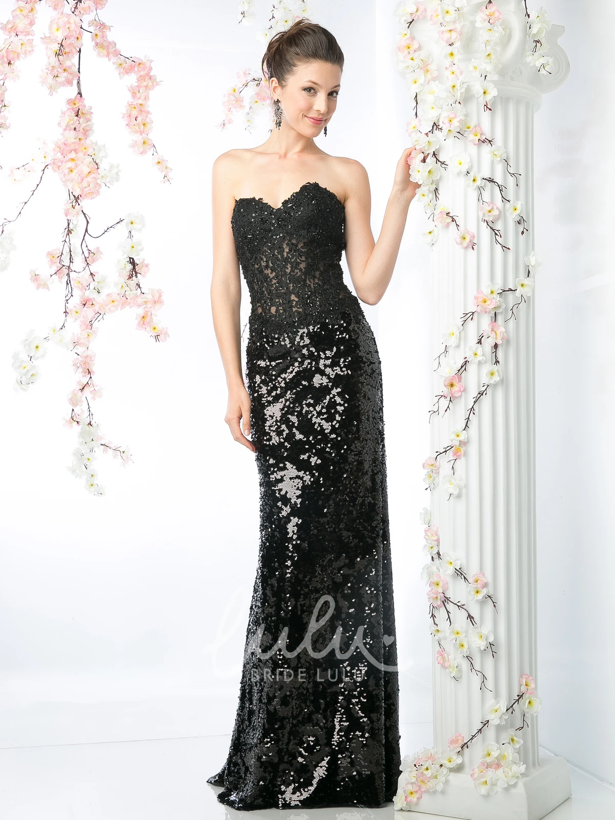 Sweetheart Sequin Backless Formal Dress with Appliques
