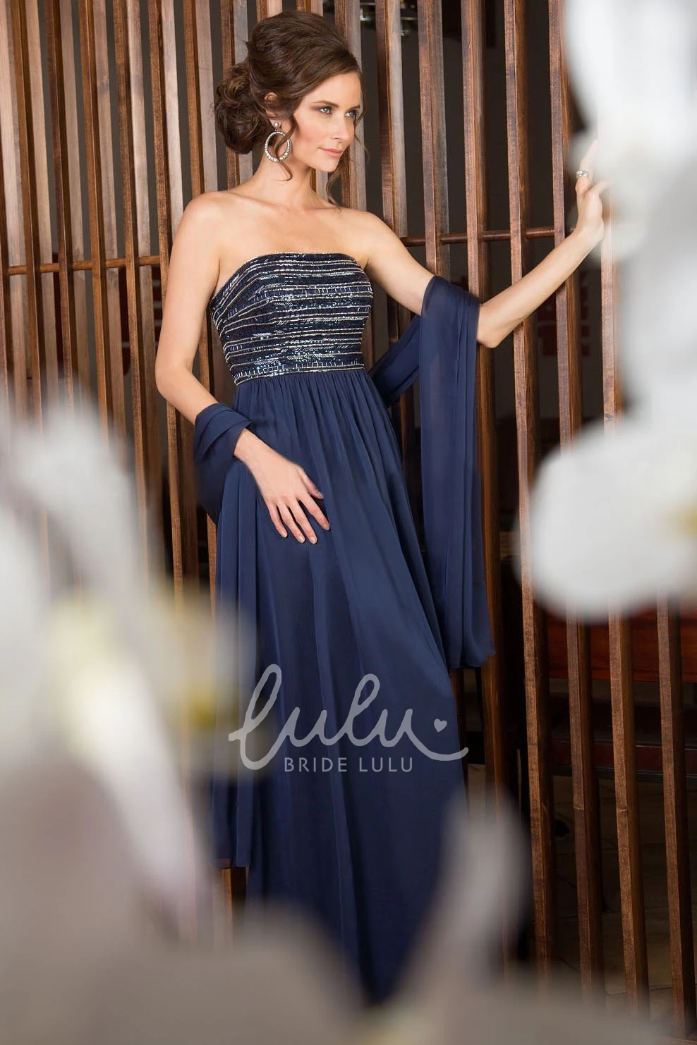 Strapless A-Line Gown with Beaded Bodice Unique Formal Dress for Women