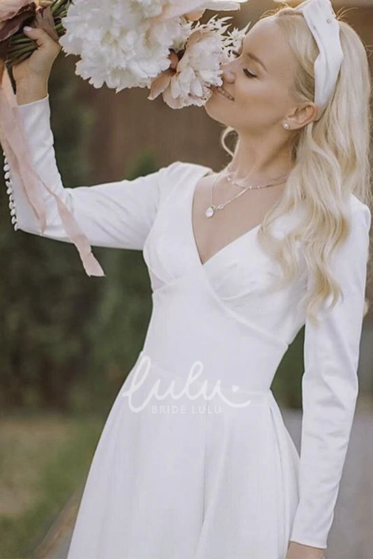 Elegant Satin Wedding Dress with Long Sleeves