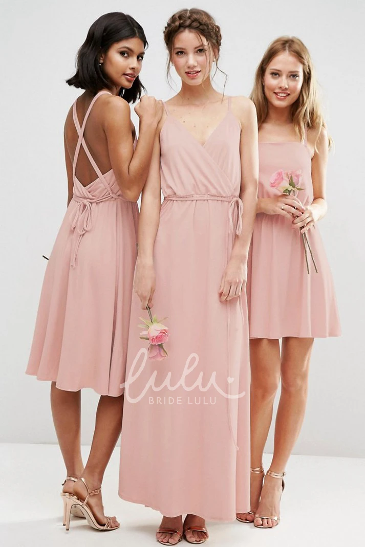 Spaghetti Sheath Chiffon Bridesmaid Dress with Front Split