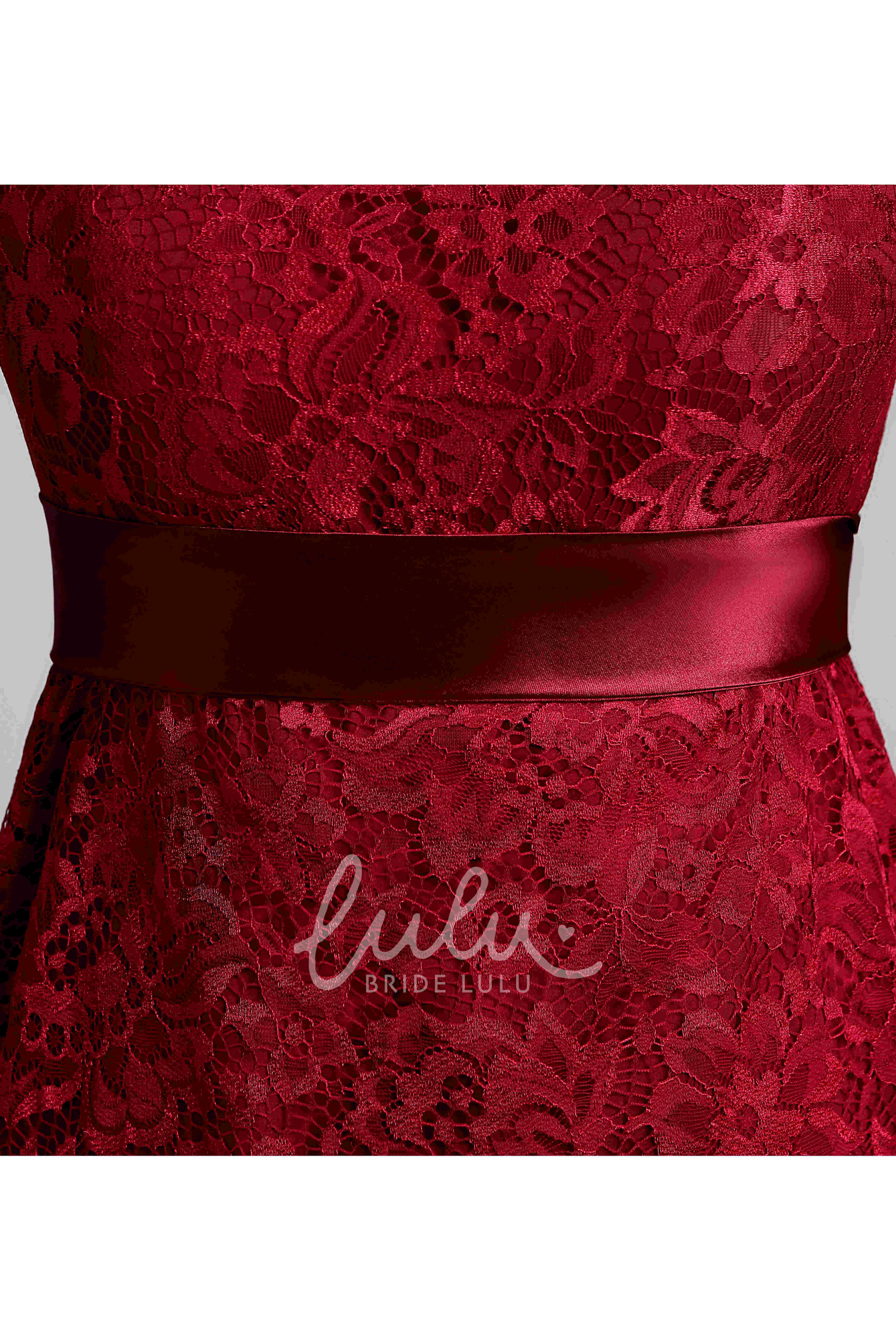 Knee-length Lace Bridesmaid Dress with Pleats