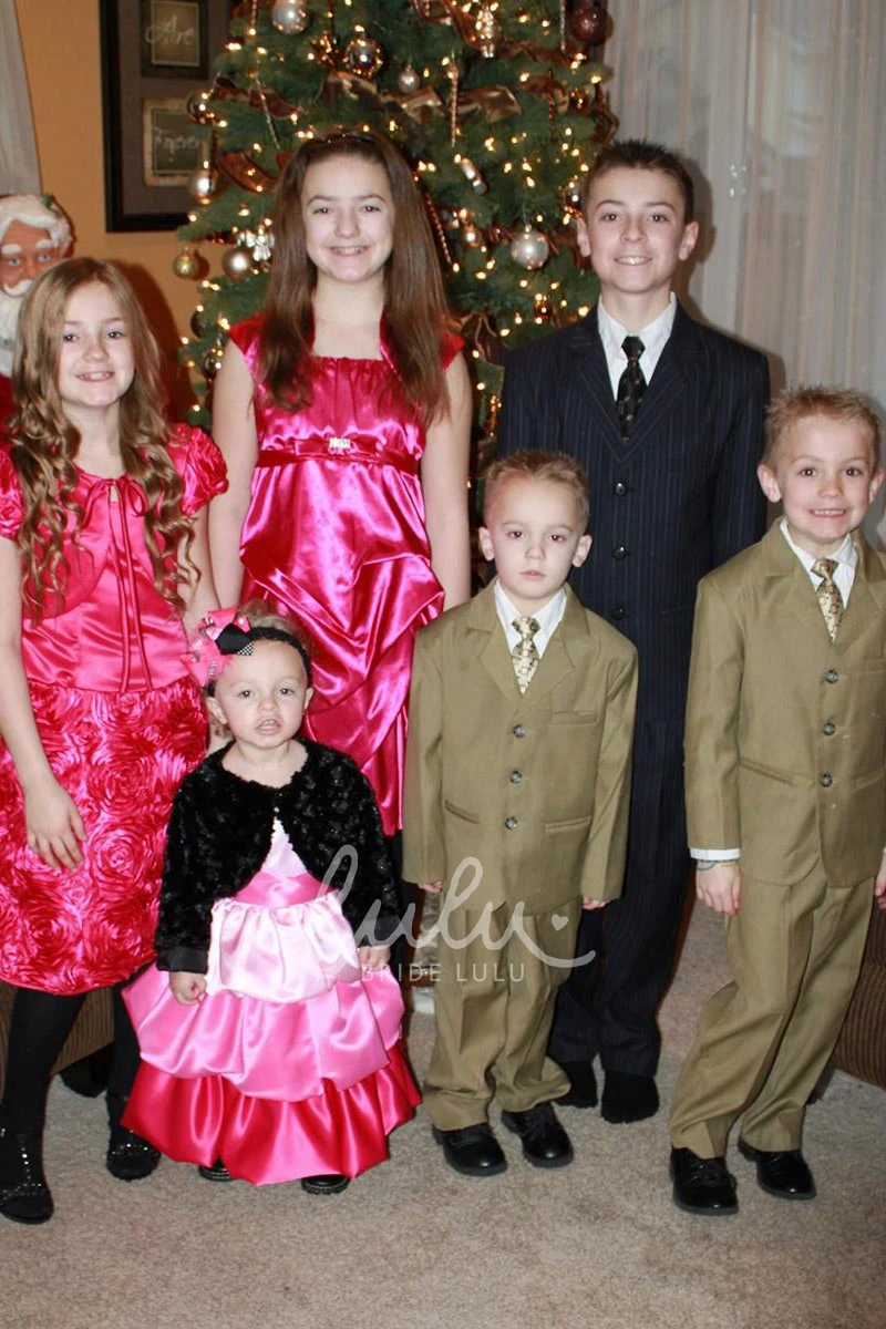 Tiered Satin Sleeveless Tea-Length Flower Girl Dress Classy Bridesmaid Dress