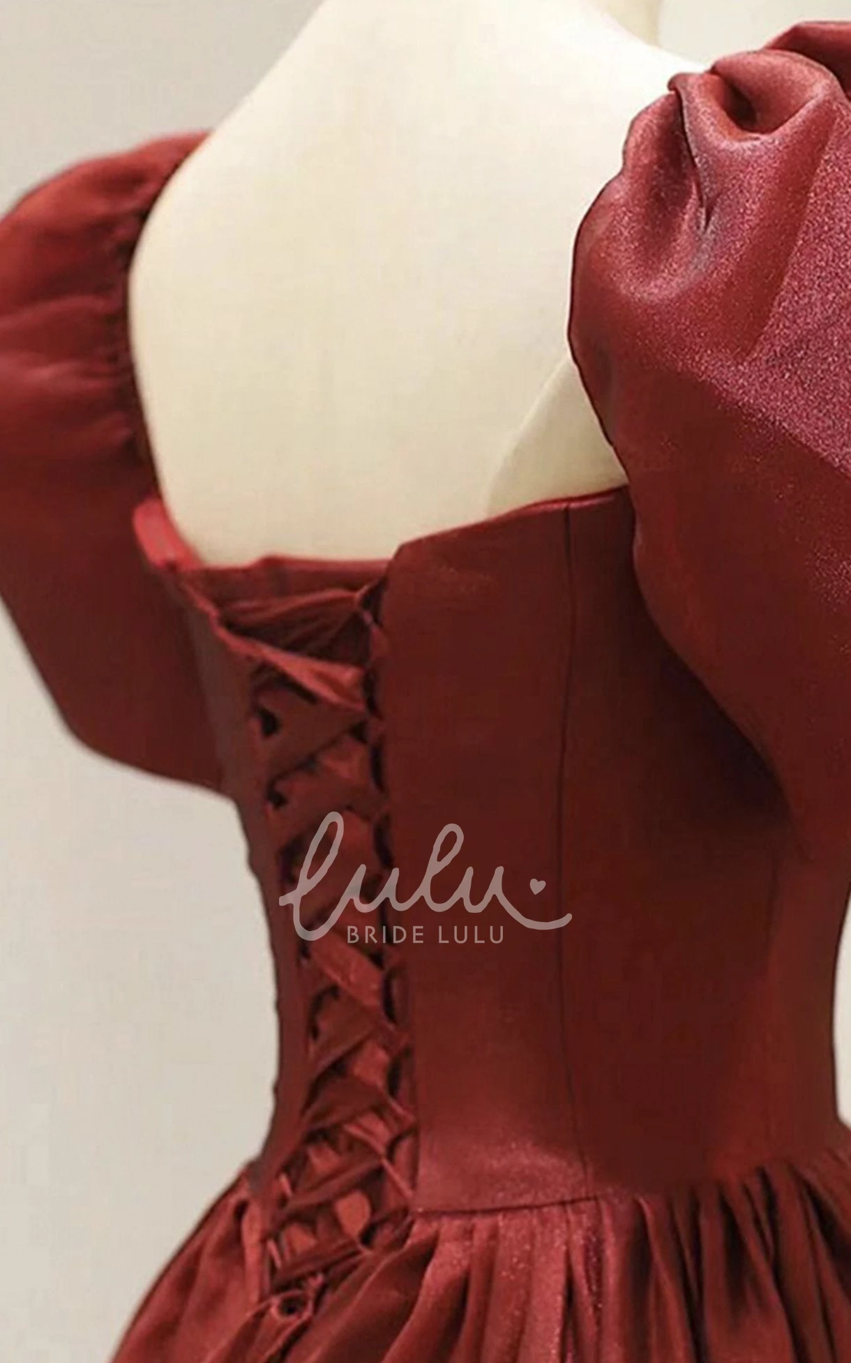 Ankle-Length Satin A-Line Formal Dress with Ruching Vintage & Short Sleeve