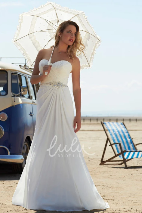 Criss-Cross Sweetheart Sleeveless Chiffon Maxi Sheath Wedding Dress Modern Bridal Gown