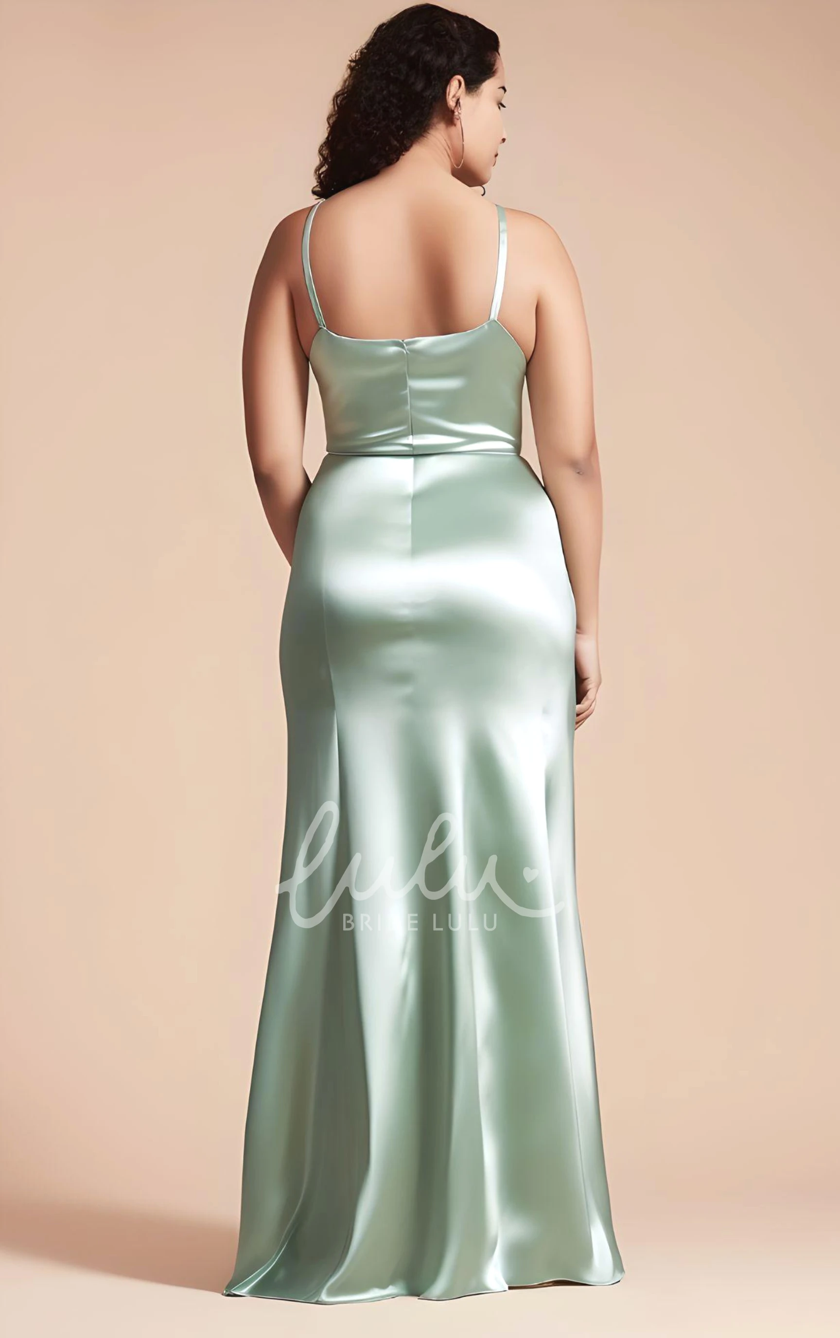 Ethereal Modern Mermaid Satin Plus Size Bridesmaid Dress 2025 Casual Floor-length Sweep Train