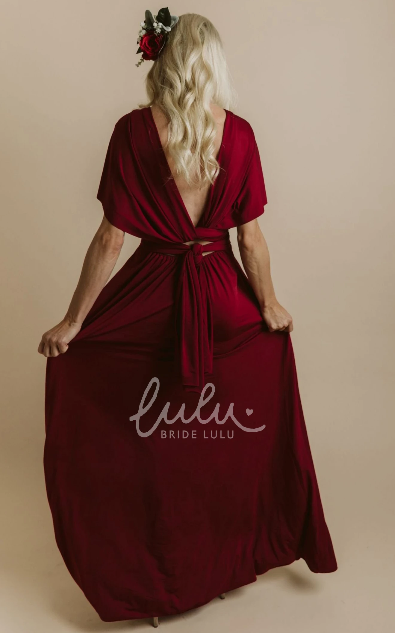 Romantic A-Line Jersey Bridesmaid Dress with Cross Back and Sash