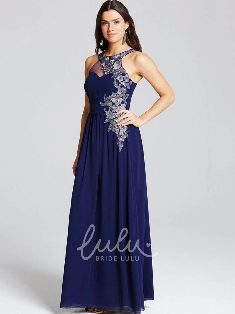 Sleeveless Appliqued Scoop Neck Chiffon Bridesmaid Dress Elegant Chiffon Bridesmaid Dress with Applique and Scoop Neck