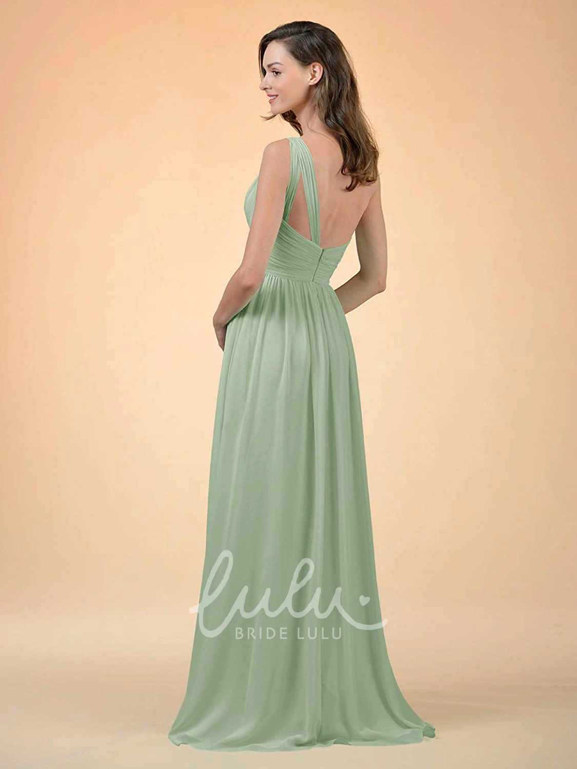 Chiffon One-Shoulder A-Line Bridesmaid Dress with Ruching Simple & Elegant