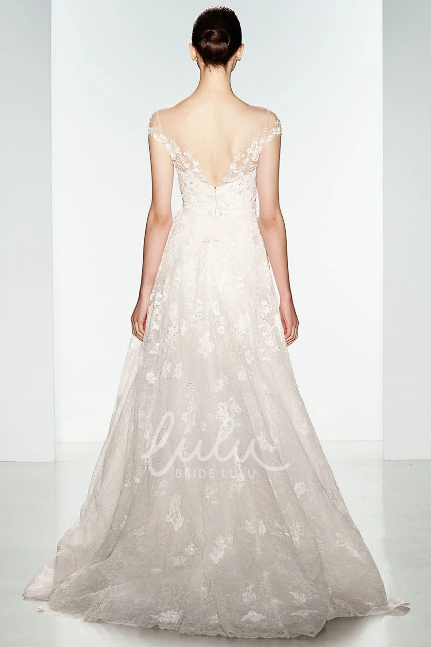 Off-The-Shoulder Lace A-Line Wedding Dress Romantic Bridal Gown