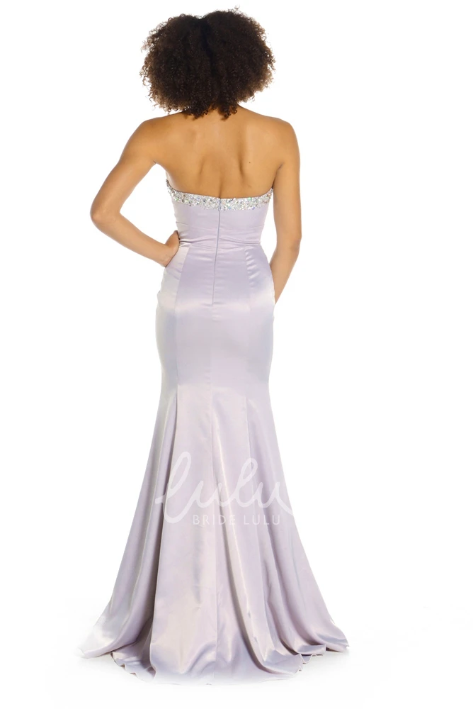 Beaded Satin Prom Dress with Sweetheart Neckline Classy Sheath Floor-Length
