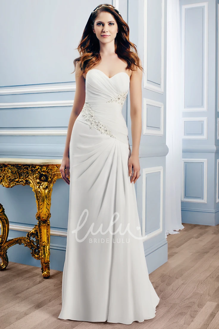 Maxi Ruched Chiffon Wedding Dress with Sweetheart Neckline Flowy Wedding Gown Women