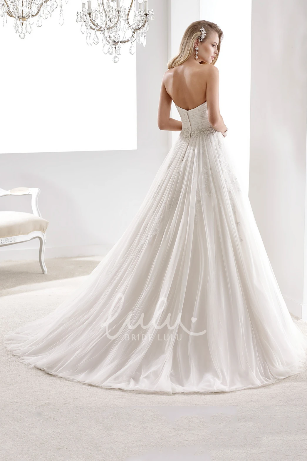 Illusion Lace Wedding Gown with Open Back and Detachable Train Boho Lace Wedding Dress with Detachable Train