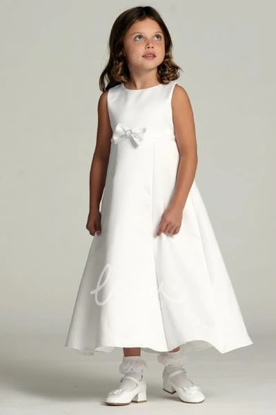 Satin Floral Girl Dress with Bow