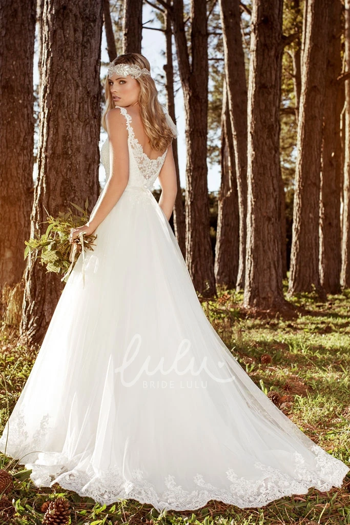 Lace Applique Court Train Chiffon A-line Wedding Dress