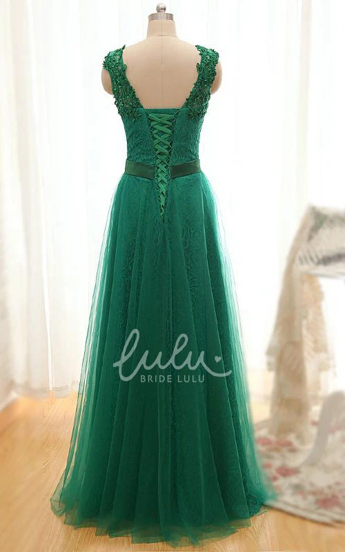 Floor-length Tulle Dress with Straps and V-neck Perfect for Bridesmaids