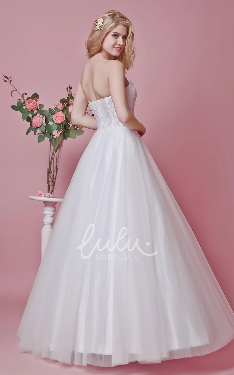 Sweetheart A-line Lace and Tulle Gown With Embroidery