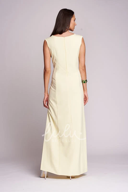 Floor-length Sleeveless A Line Evening Dress with Split Front Casual Bridesmaid Dress