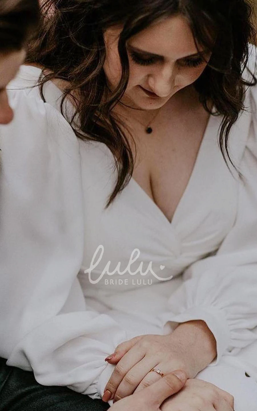 Elegant Chiffon A-Line Beach Wedding Dress V-Neck with Ruching and Deep-V Back