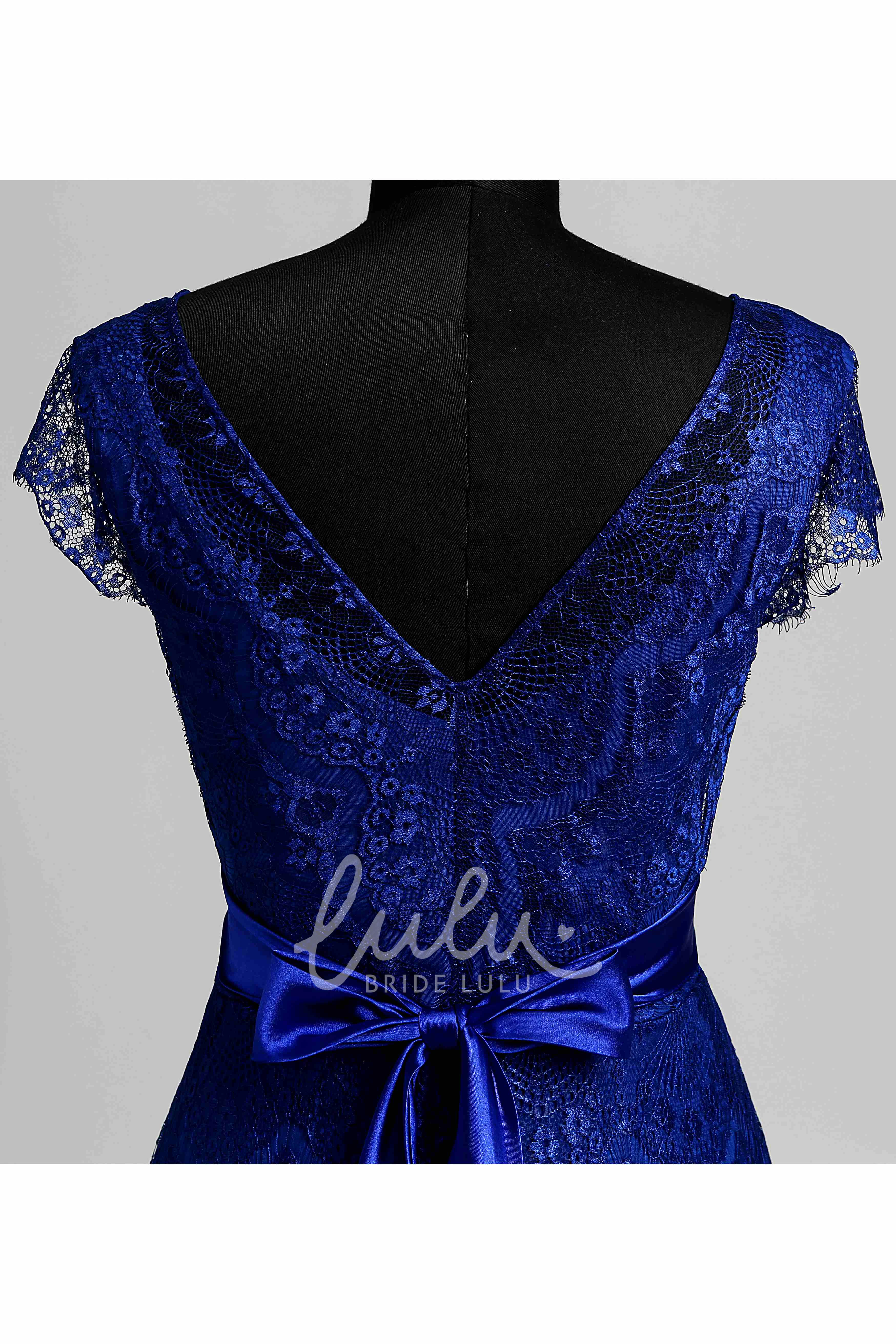 Maternity Lace A-line Dress with Cap Sleeves and V-neckline